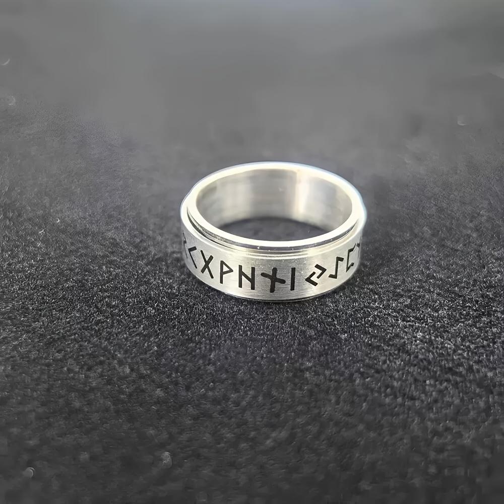 Men's Viking Rune Symbol Stainless Steel Rotatable Ring